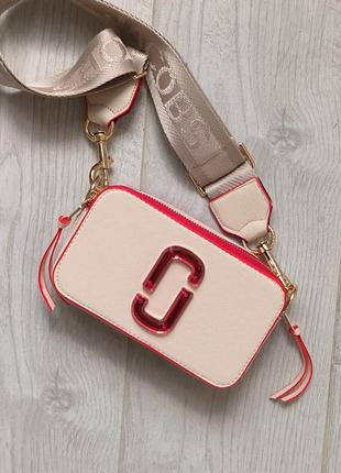 Жіноча сумка marc jacobs the snapshot beige/red