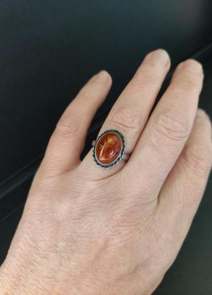 Серебряное кольцо кольца янтарь3 фото