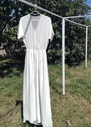 Красивое белое длинное платье zara с вышивкой6 фото