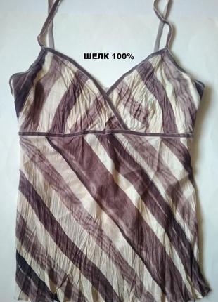10-12 легкая шелковая блуза на бретельках из натурального шелка! блуза 100% шелк
