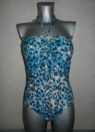 16/48/l *blue motion* голубой цельный купальник балконет в леопардовый принт,новый