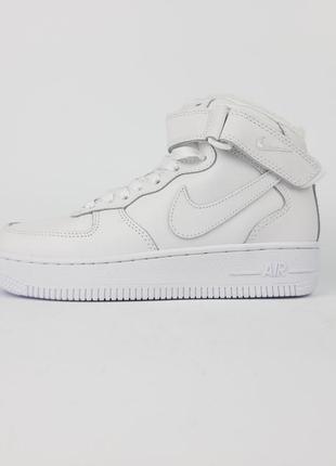 Nike air force 1 высокие белые полностью кроссовки женские кожаные зимние с мехом топ качество зима ботинки сапоги высокие теплые найк форс7 фото