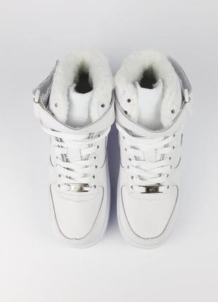 Nike air force 1 высокие белые полностью кроссовки женские кожаные зимние с мехом топ качество зима ботинки сапоги высокие теплые найк форс6 фото