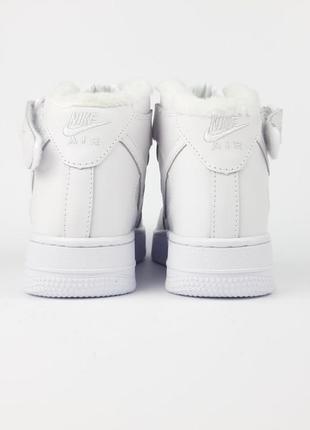 Nike air force 1 высокие белые полностью кроссовки женские кожаные зимние с мехом топ качество зима ботинки сапоги высокие теплые найк форс4 фото