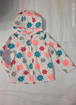 Флісова кофта фліс светр на замку блискавки капюшонка для дівчинки з капюшоном зимова тепла сніжинки