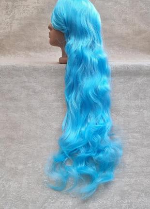 Голубий парик с длинными волосами термо парик голубой длинный