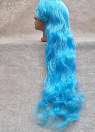 Голубий парик с длинными волосами термо парик голубой длинный