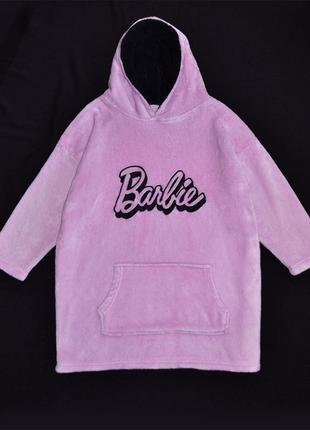 Теплое плюшевое платье ночная рубашка barbie mattel велсофт оверсайз р.s\m\l