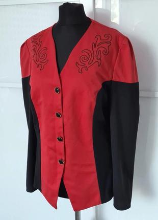 Классная стильная восхитительная изысканная винтажная блузка-жакет ретро винтаж актуальные цвета2 фото