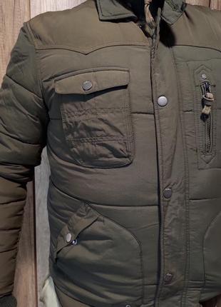 Зимняя мужская куртка хаки3 фото