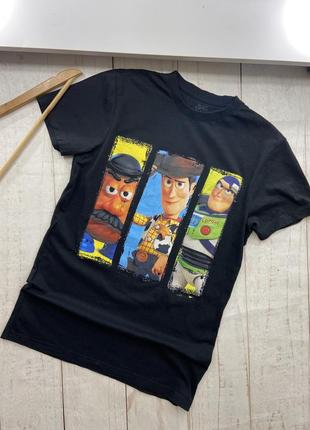 Чёрная футболка с мультика дисней с принтом оверсайз история игрушек, с рисунком принтом, футболка коттон disney toy story оригинал
