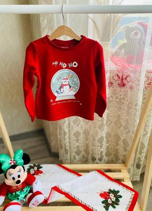 Кофточка утепленная новогодняя, свитшот утеплен новогодний на 5-6 лет