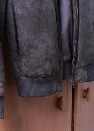 Чоловіча куртка бомбер сіра шкіряна осінь весна літо 2023 torero4 фото