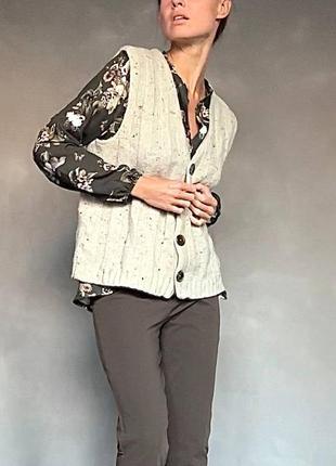 Жилет вязаный тёплый тренд классика винтаж жилетка тренд шерсть беж duttiкоричневая mangoнатуральная