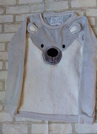 Махрова кофта піжама з принтом ведмедика tu4 фото