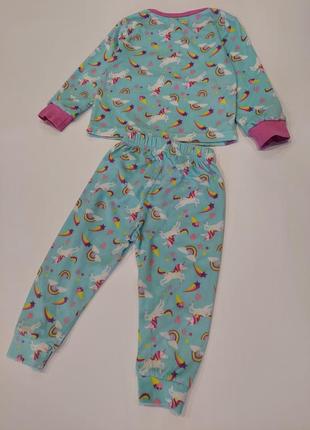 Флисовый, плюшевый домашний костюм, пижама с единорогами и радугой от jeff banks бирюзовый 1-2 года5 фото