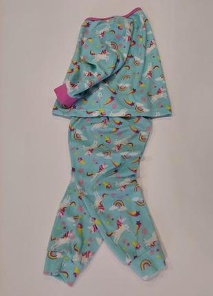 Флисовый, плюшевый домашний костюм, пижама с единорогами и радугой от jeff banks бирюзовый 1-2 года2 фото
