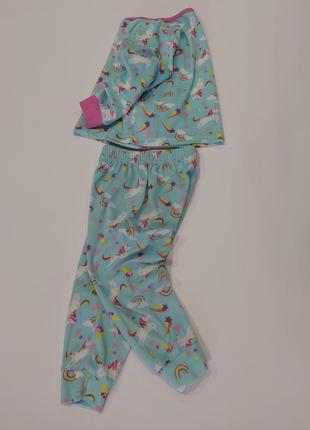 Флисовый, плюшевый домашний костюм, пижама с единорогами и радугой от jeff banks бирюзовый 1-2 года6 фото