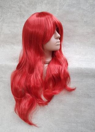 Красный парик с длинными волосами термо парик красный длинный5 фото