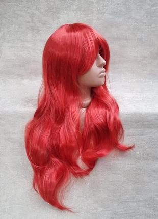 Красный парик с длинными волосами термо парик красный длинный6 фото