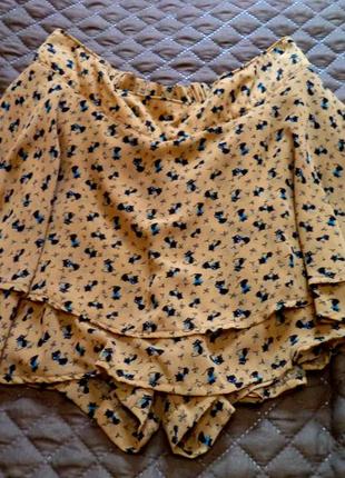 Воздушные  сексуальные шорты-юбка с воланами.принт кошечки.уцененный товар1 фото