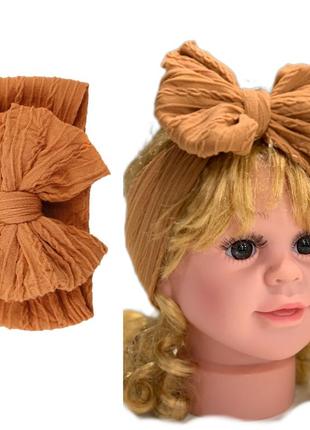 Дитяча нейлонова пов'язка на голову коричнева