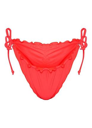 Плавки малинові на завʼязках з рюшами xs prettylittlething