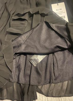 Плиссированная женская юбка черная8 фото