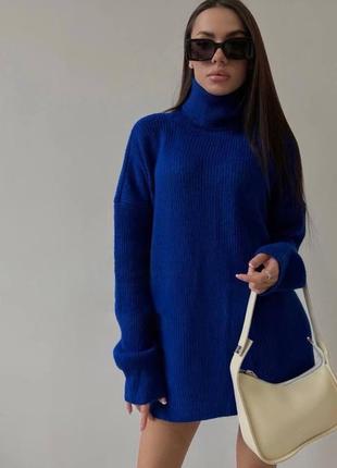 Жіночий базовий стильний синій светр - туніка 🔥🩷 20232 фото