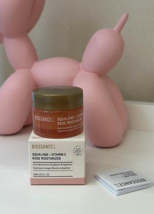 Освітлюючий антивіковий крем для обличчя biossance vitamin c rose moisturiser 15 мл #розвантажую