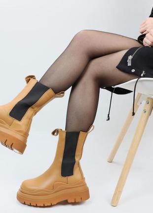 Женские зимние кожаные ботинки bottega veneta3 фото