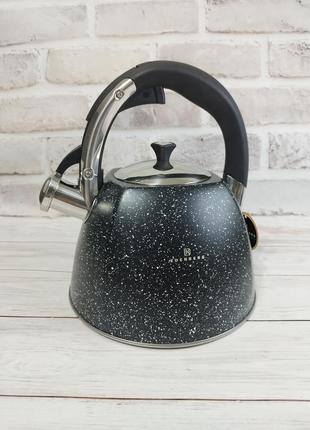 Чайник со свистком edenberg 3.0 л черный (eb-3541w)1 фото