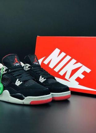 Р.37,38,41 кросівки nike air jordan 4 retro чорно/червоні2 фото