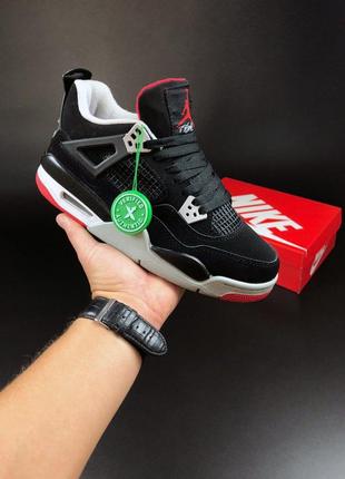 Р.37,38,41 кроссовки nike air jordan 4 retro черно/красные