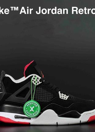 Р.37,38,41 кроссовки nike air jordan 4 retro черно/красные5 фото