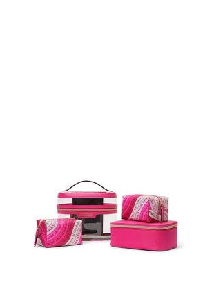 Набор косметичек 4-in-1 train case beauty bag set pink swirl victoria’s secret6 фото