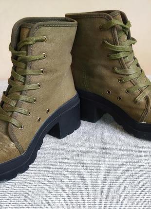 Демісезонні черевики cropp town, колір хакі8 фото