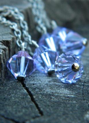 В наличии длинные нежные серьги с кристаллами сваровски цвета violet3 фото