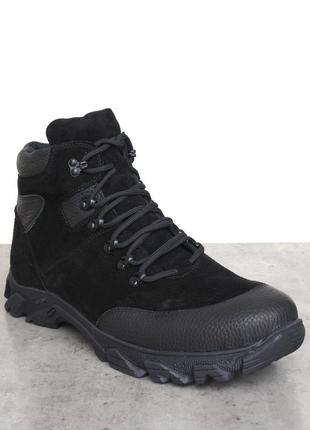 Замшевые зимние черные ботинки на меху мужская обувь большой размер rosso avangard pro lomerflex all black vel