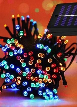 Світлодіодні гірлянди на сонячній батареї, 7м, 50 лампочок, 8 кольорів2 фото