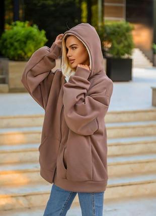 Утепленная женская кофта oversize на меху, 3 цвета5 фото