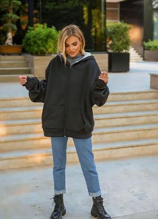 Утепленная женская кофта oversize на меху, 3 цвета2 фото