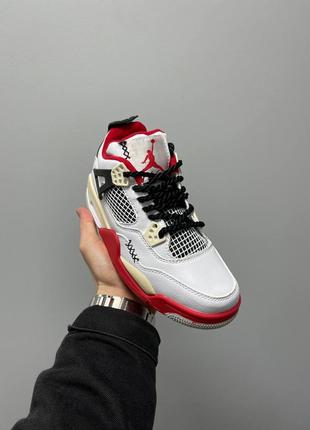 Кроссовки nike air jordan 4 chunky lace «white red’4 фото