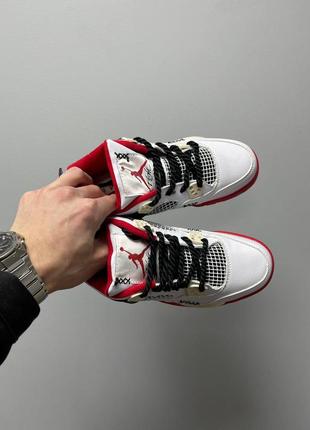 Кросівки nike air jordan 4 chunky lace ‘white red’7 фото