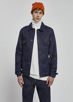 Джинсовая куртка pull &amp; bear синяя мужская8 фото