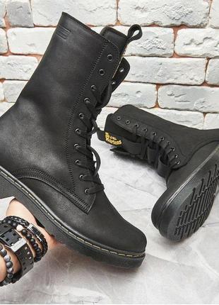 Високі зимові черевики dr martens чоловічі, высокие зимние ботинки натуральная кожа6 фото