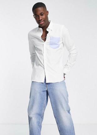 Косычная рубашка paul smith tailored fit pocket shirt white1 фото