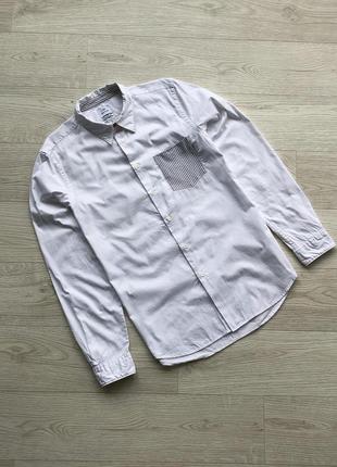 Косычная рубашка paul smith tailored fit pocket shirt white2 фото