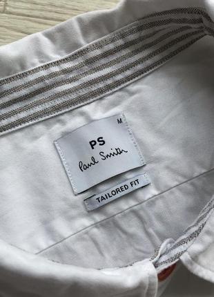 Косычная рубашка paul smith tailored fit pocket shirt white8 фото