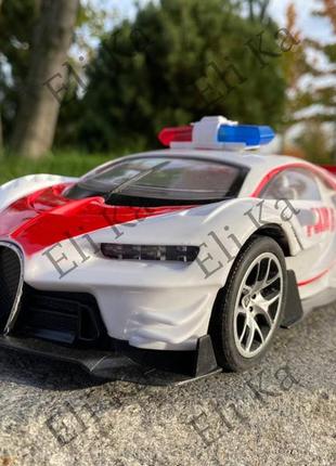 Полицейская гоночная машинка на пульте управления "bugatti patrol car" машина на радиоуправлении белый+красный